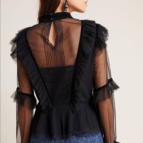 Anthropologie Maggie Sheer Victorian Blouse - Picture 4 of 6